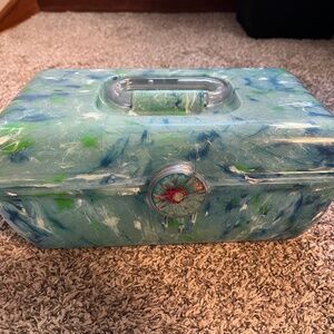 Vintage green/blue marbled caboodles case